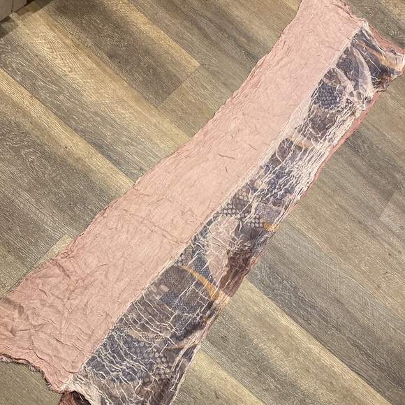 A Bundle of Two Bohemian Boho Vibe Double-Layer Knit Scarves in Blush and Peach - Picture 6 of 14